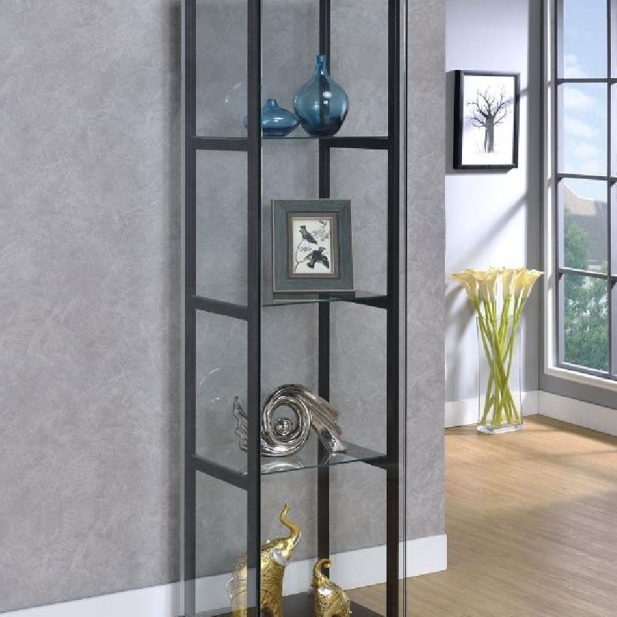 4-shelf Glass Curio Cabinet Black and Clear