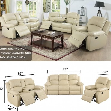 GS2892--3PC Beige Reclining... 2