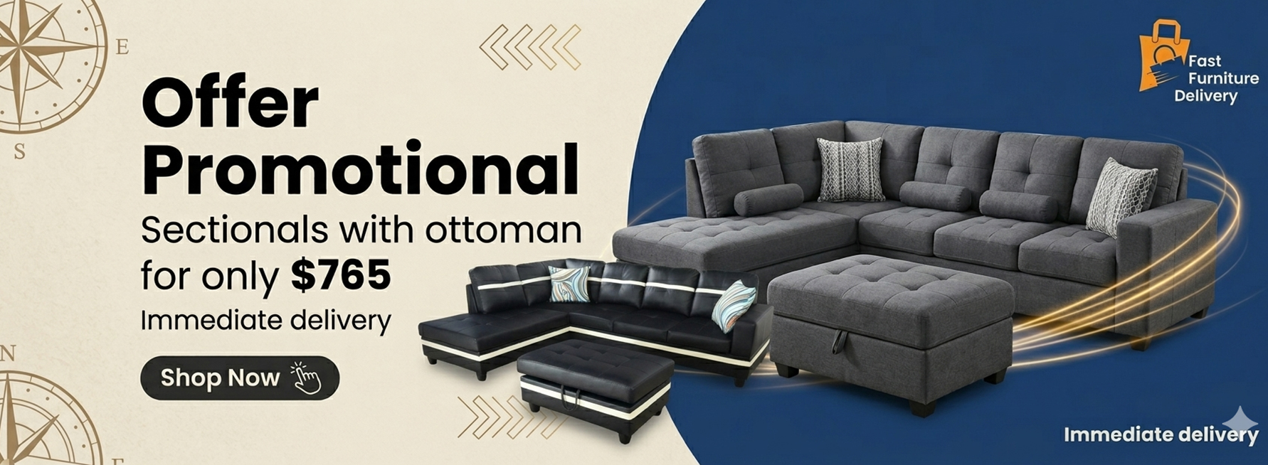 Sectional sofa with ottoman for sale in Chicago &ndash; affordable furniture $765 Excel Furniture 4U